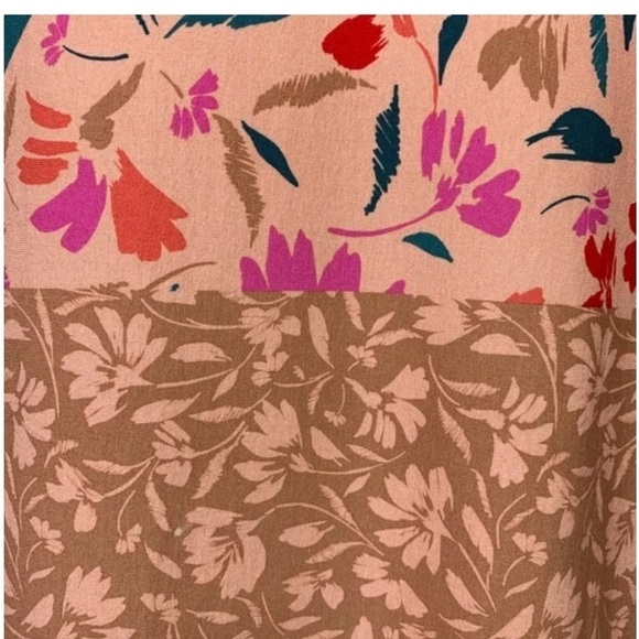 LOFT PETITE SWING DRESS SIZE XSP PEACH PINK FLORAL SLEEVELESS - Picture 9 of 10